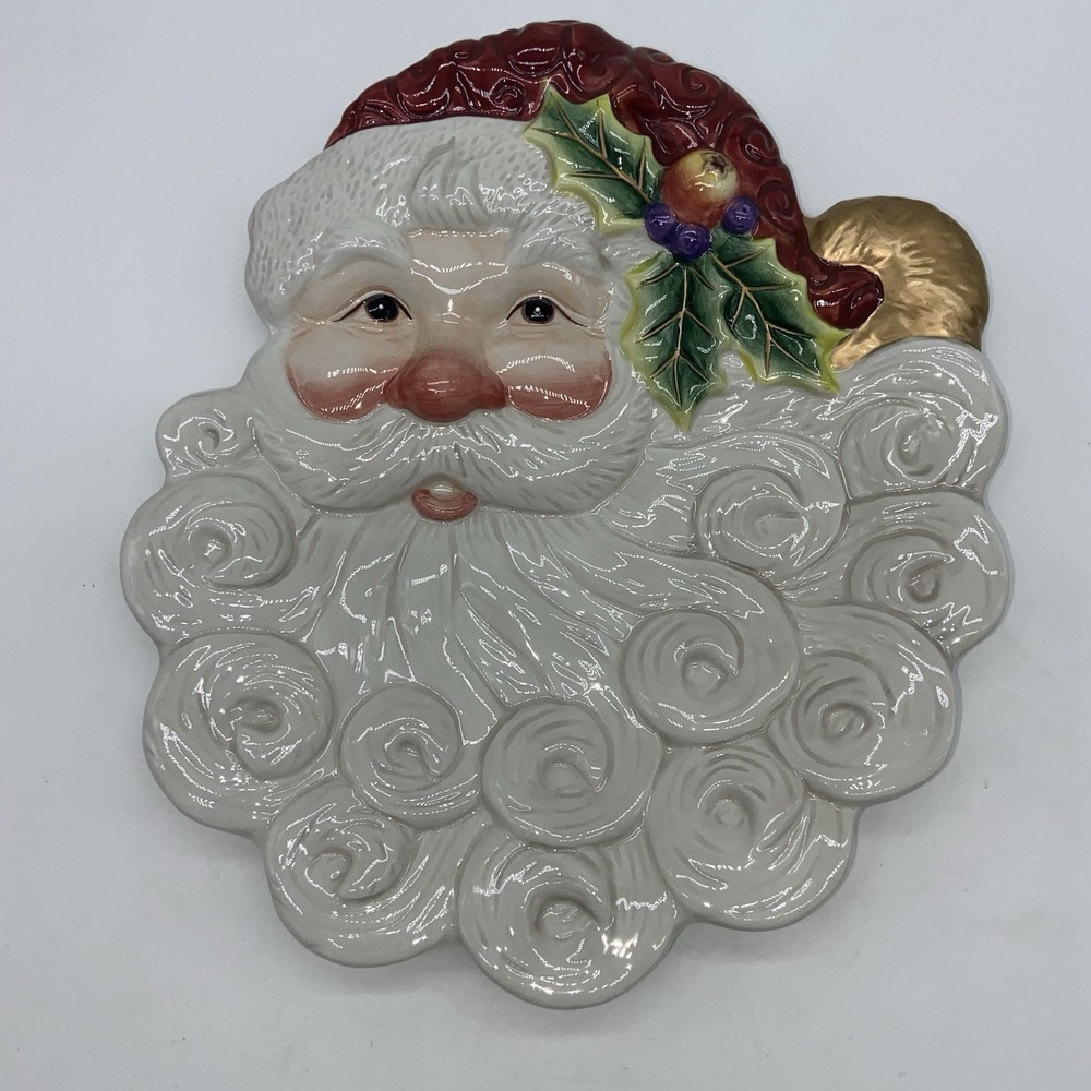 Fitz And Floyd Classic "Old Fashioned Christmas" Santa Canape or Wall‎ Plate VTG